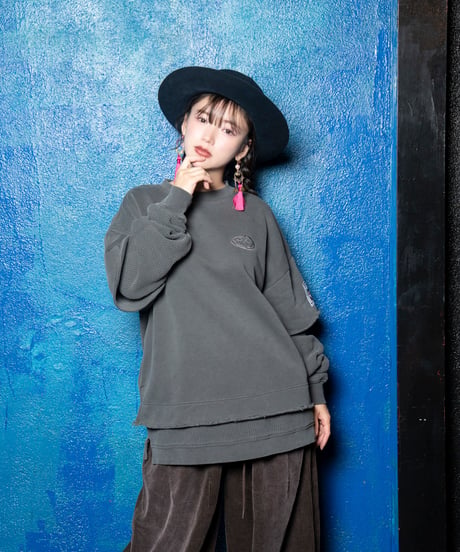 Hatsunex meets Meri Maeno Lost Herbarium フェイクレイヤードスウェット（アッシュブラック）