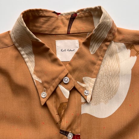 トキ Japanese Crested Ibis-Print Shirt / '90 Karl Helmut 【used】