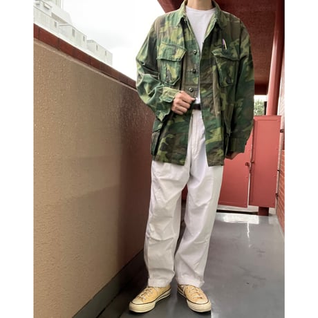 US Jungle Fatigue JACKET LEAF CAMO ”PEACE" LARGE 【vintage】