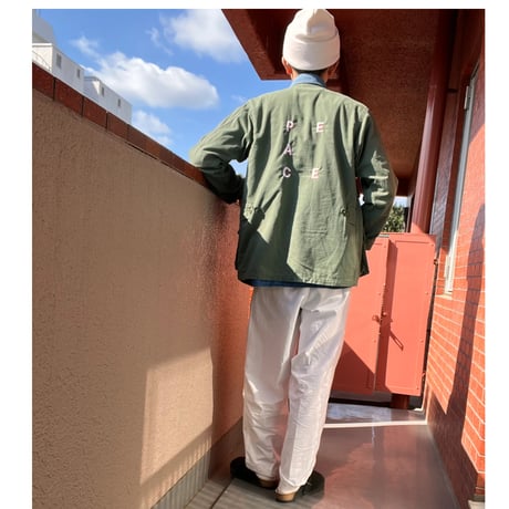 US BDU JACKET”PEACE"  No collar / OLIVE / X-SMALL【used】