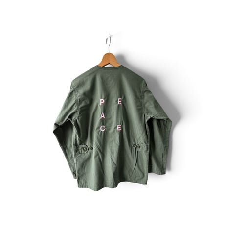 US BDU JACKET”PEACE"  No collar / OLIVE / X-SMALL【used】