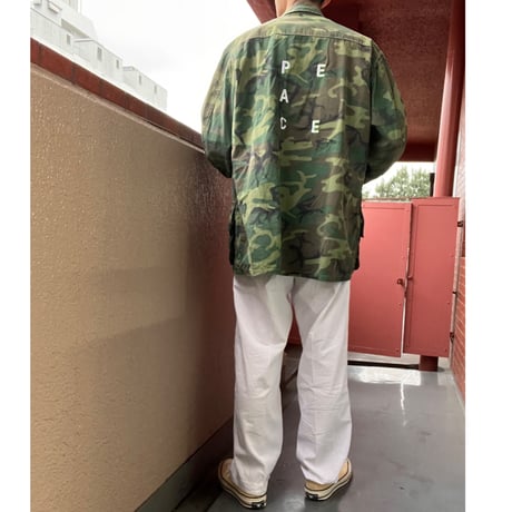 US Jungle Fatigue JACKET LEAF CAMO ”PEACE" LARGE 【vintage】