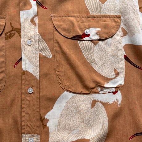 トキ Japanese Crested Ibis-Print Shirt / '90 Karl Helmut 【used】