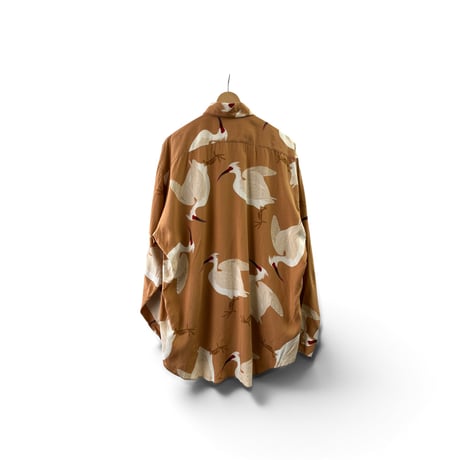 トキ Japanese Crested Ibis-Print Shirt / '90 Karl Helmut 【used】