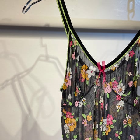 Floral see-through design cami dress