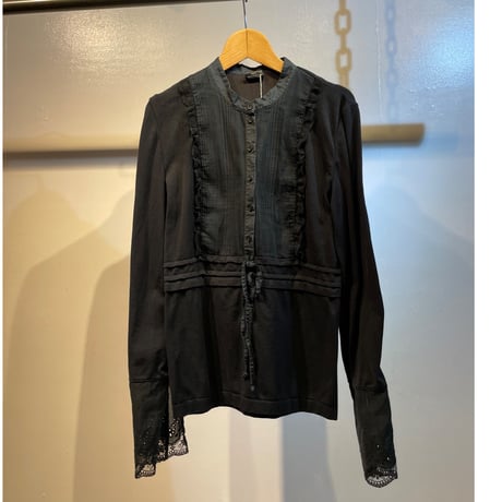 Euro no collar design blouse tops