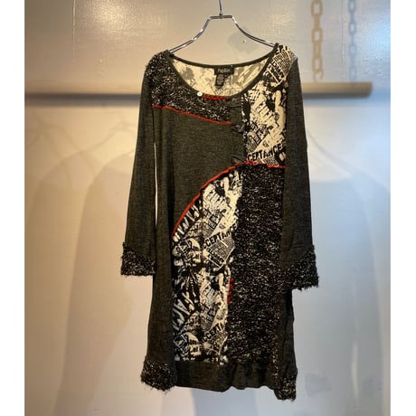 Irregular patch work design knit