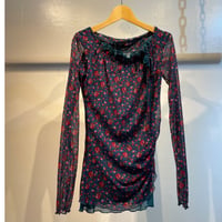 Euro floral design see-through tops