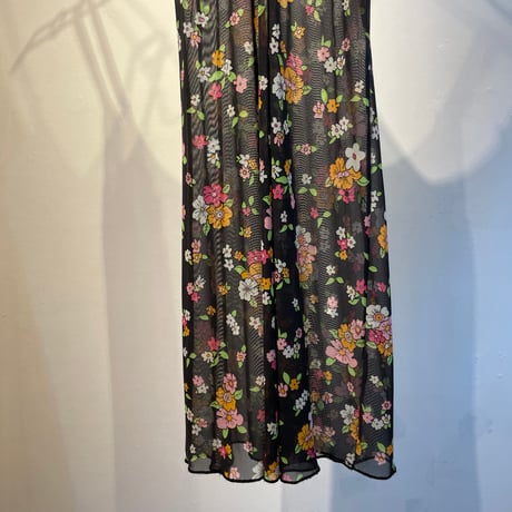 Floral see-through design cami dress