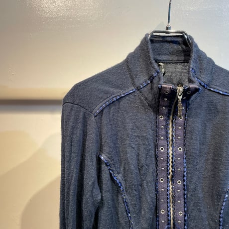 OZZ CROCE double zip knit long jacket