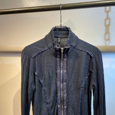 OZZ CROCE double zip knit long jacket
