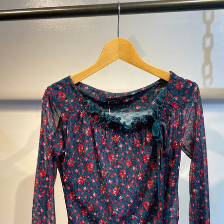 Euro floral design see-through tops