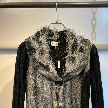 Shaggy design knit half coat