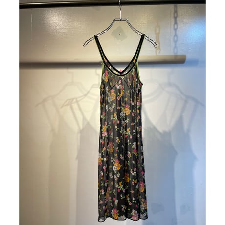 Floral see-through design cami dress