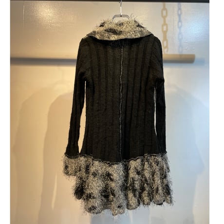 Shaggy design knit half coat