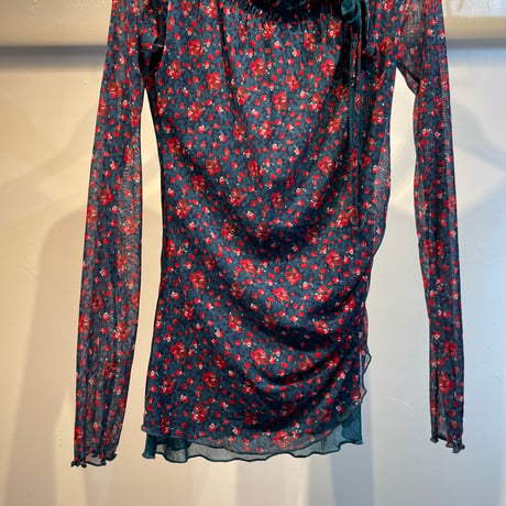 Euro floral design see-through tops