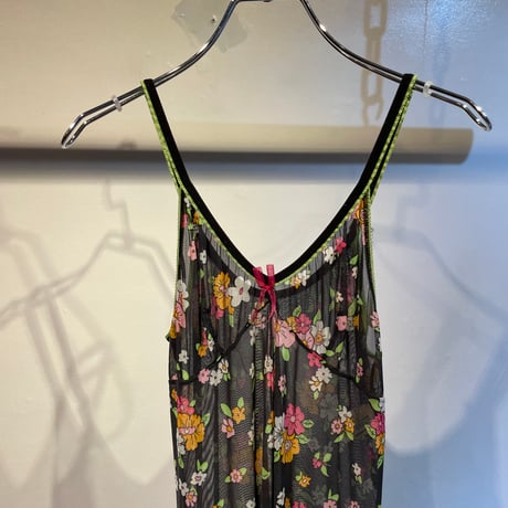 Floral see-through design cami dress