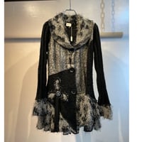 Shaggy design knit half coat