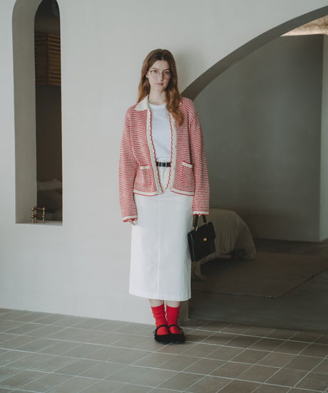 【先行予約】#-95 12W corduroy notuck tight skirt (Ivory)