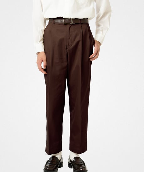 【先行予約】#-24 Ventile gabardine 2tuck straight pants (Brown)