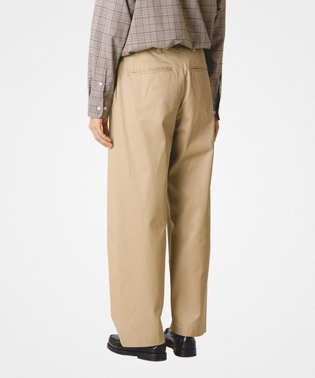 【先行予約】#-102 Ventile gabardine 1tuck seamless pants (Beige)