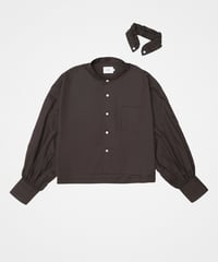 【先行予約】#-91 2way detachable collar frill shirt (Brown)