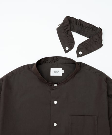 【先行予約】#-91 2way detachable collar frill shirt (Brown)