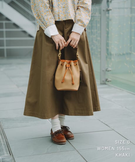 #-70 Ventile gabardine 2tuck skirt (Khaki)