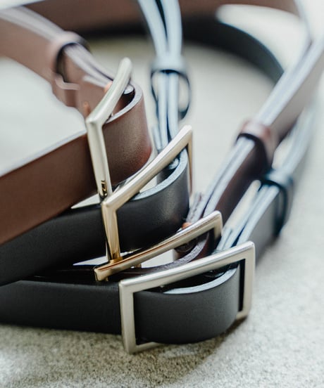 【先行予約】#-104 nohole leather belt (Brown/Gold)