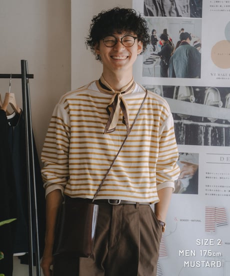 【先行予約】#-65 14G i-plating reversible border knit (Brown/Mustard)