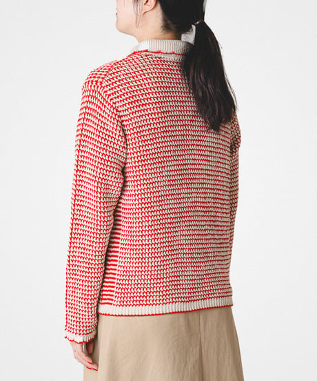 【先行予約】#-101 5G Twisted cable scallop knit cardigan (Red)