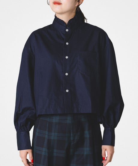【先行予約】#-91 2way detachable collar frill shirt (Navy)
