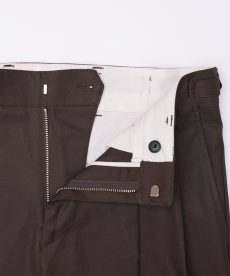 【先行予約】#-24 Ventile gabardine 2tuck straight pants (Brown)