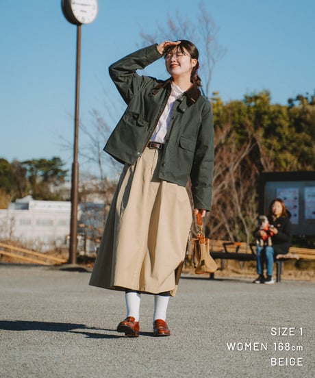 【先行予約】#-70 Ventile gabardine 2tuck skirt (Beige)