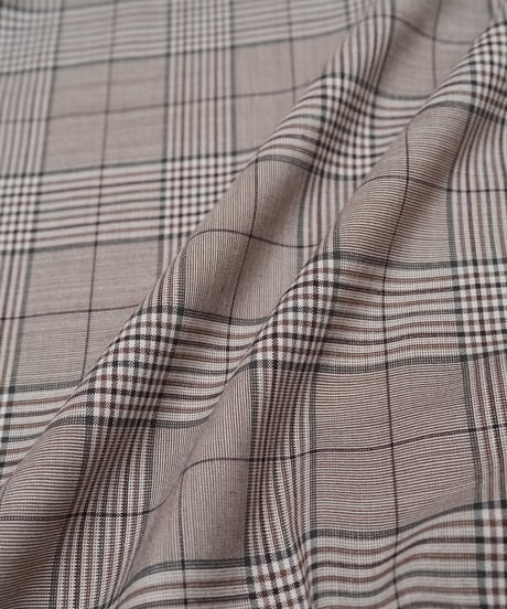 【先行予約】#-90 2way detachable collar wool mix check shirt (Beige)