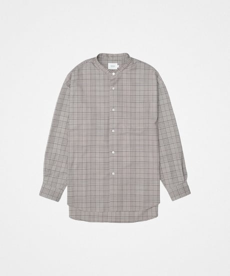 【先行予約】#-90 2way detachable collar wool mix check shirt (Beige)