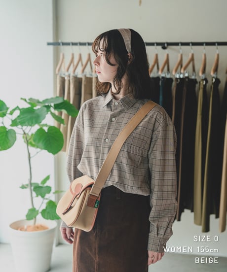 【先行予約】#-90 2way detachable collar wool mix check shirt (Navy)