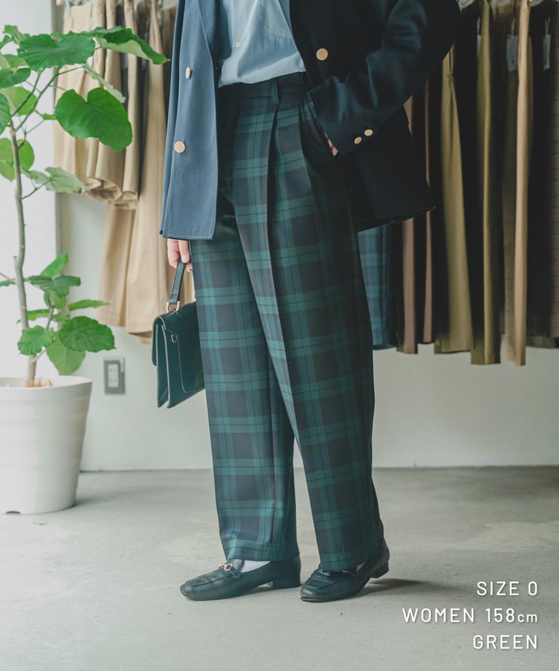 先行予約】#-75 W/P gabardine 2tuck straight check p