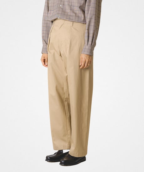 【先行予約】#-102 Ventile gabardine 1tuck seamless pants (Beige)