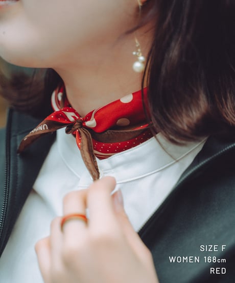 【先行予約】#-74 Hand print silk scarf (Red)