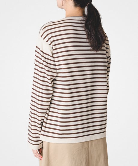 【先行予約】#-65 14G i-plating reversible border knit (Brown/Mustard)