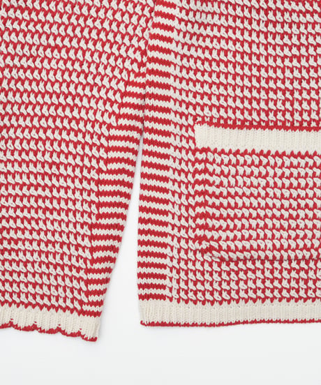 【先行予約】#-101 5G Twisted cable scallop knit cardigan (Red)