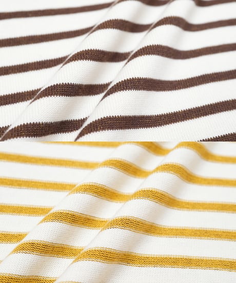 【先行予約】#-65 14G i-plating reversible border knit (Brown/Mustard)