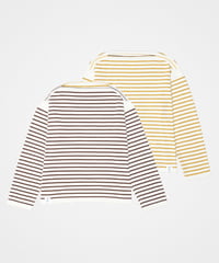 【先行予約】#-65 14G i-plating reversible border knit (Brown/Mustard)