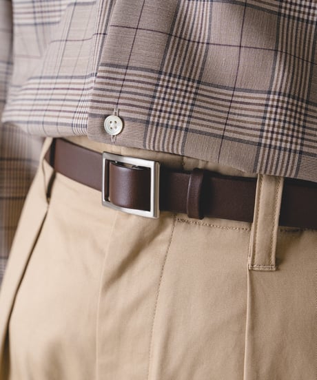 【先行予約】#-104 nohole leather belt (Brown/Silver)