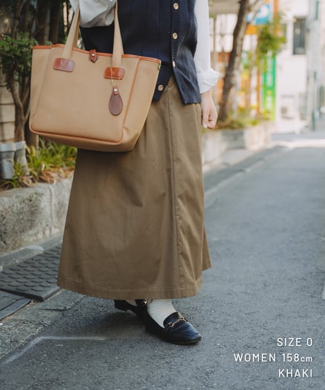 #-70 Ventile gabardine 2tuck skirt (Khaki)