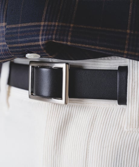 【先行予約】#-104 nohole leather belt (Black/Silver)