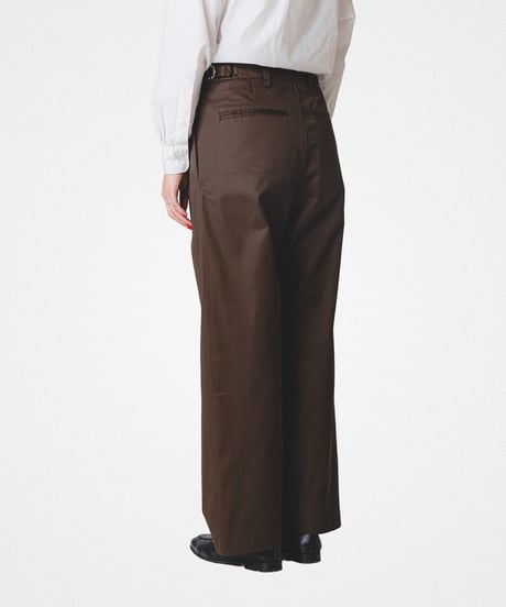 【先行予約】#-102 Ventile gabardine 1tuck seamless pants (Brown)