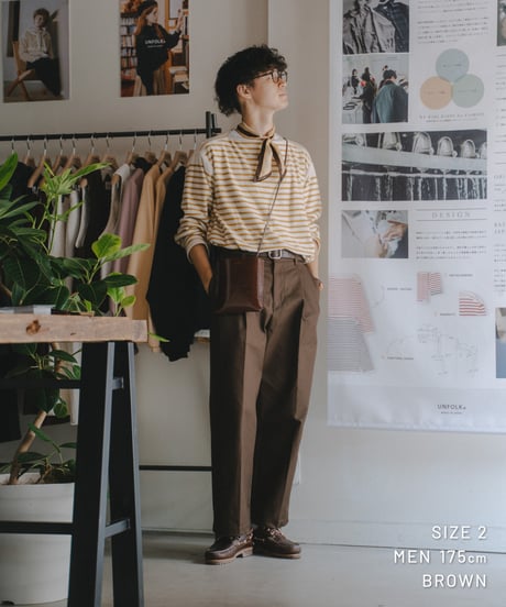 【先行予約】#-24 Ventile gabardine 2tuck straight pants (Brown)