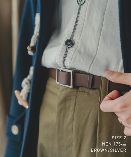 【先行予約】#-104 nohole leather belt (Brown/Silver)